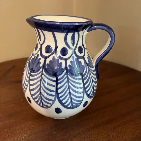 Hand Painted Blue & White Ceramica Hnos Personal Wine Pitcher Spain - Picture 1 of 7